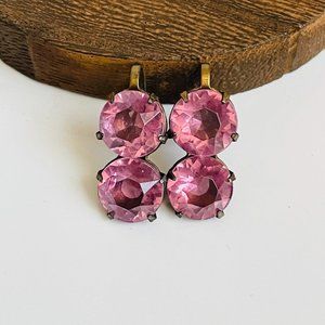Vintage Glass Light Purple Screw Back On Earrings 1”